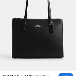 Coach Black Pebbled Leather Tote with Silver Accents